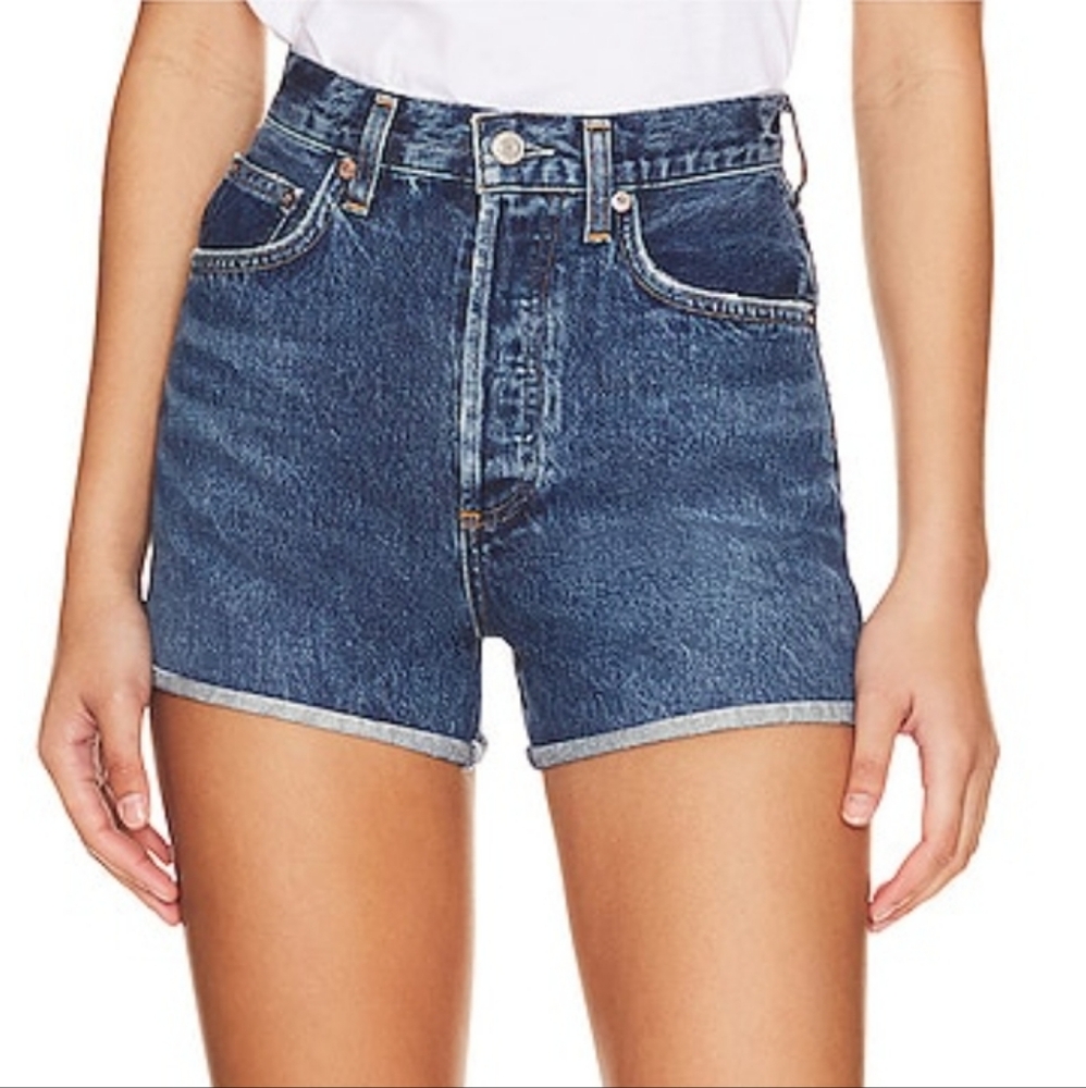 Agolde Dark Blue Dee Jean Shorts
